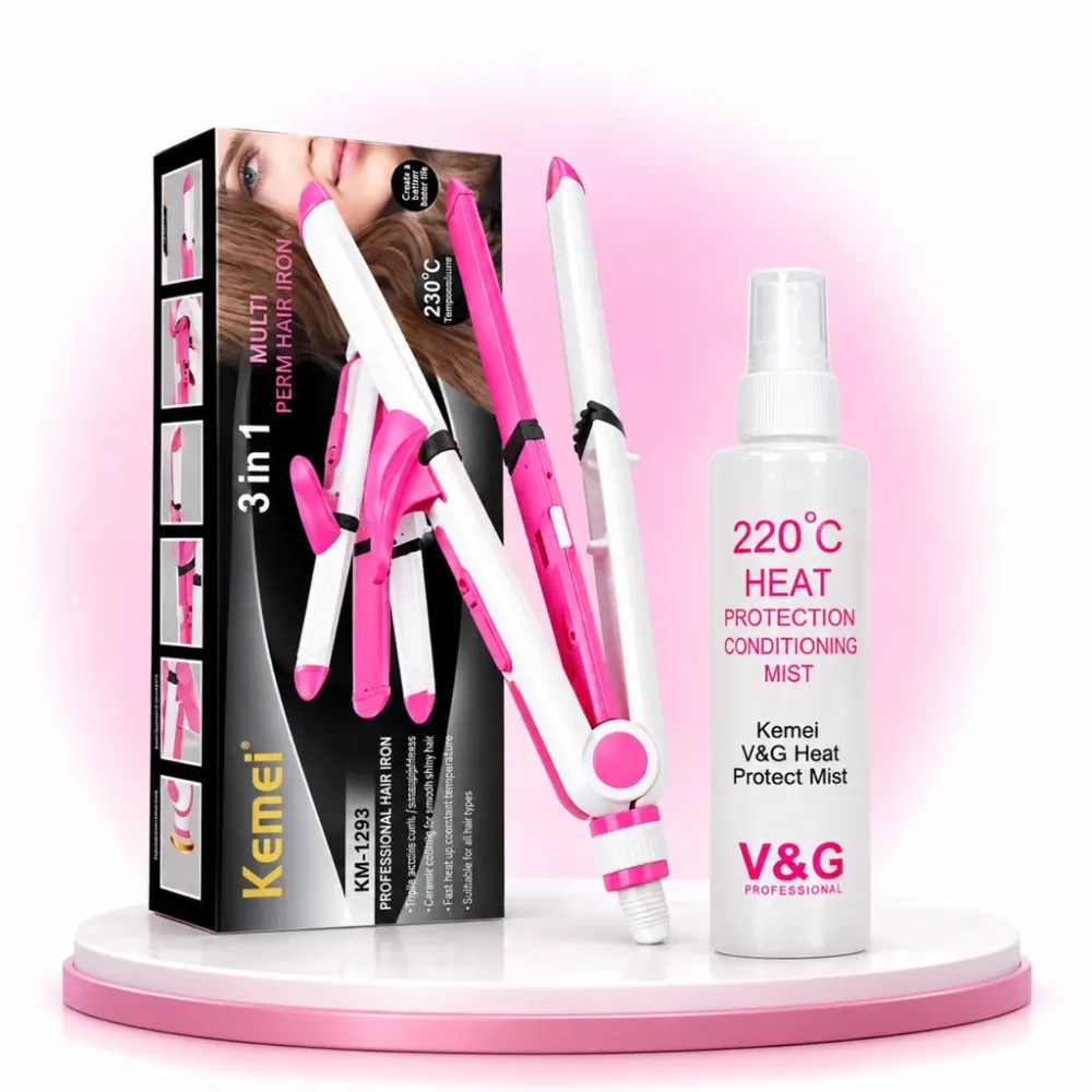 Kemei KM-1293 3-in-1 Multi Perm Hair Iron | Kemei | Pure Shaj